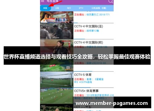 世界杯直播频道选择与观看技巧全攻略，轻松掌握最佳观赛体验